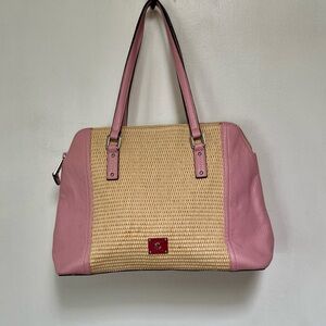 Pink and Tan Women's Handbag